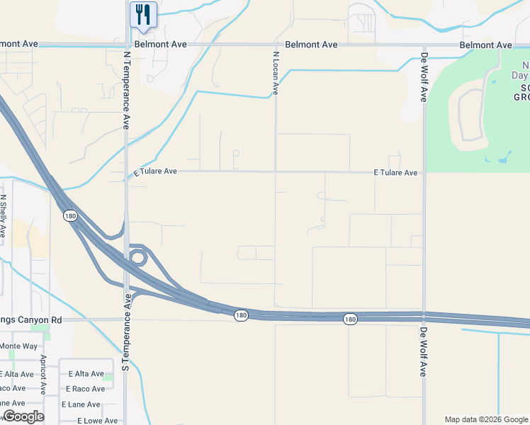 map of restaurants, bars, coffee shops, grocery stores, and more near 362 North Locan Avenue in Fresno