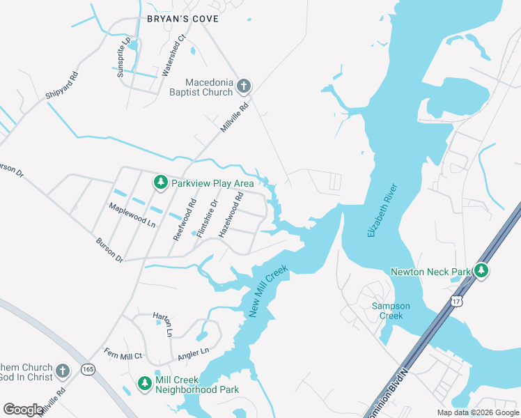 map of restaurants, bars, coffee shops, grocery stores, and more near 1746 Rockwood Drive in Chesapeake