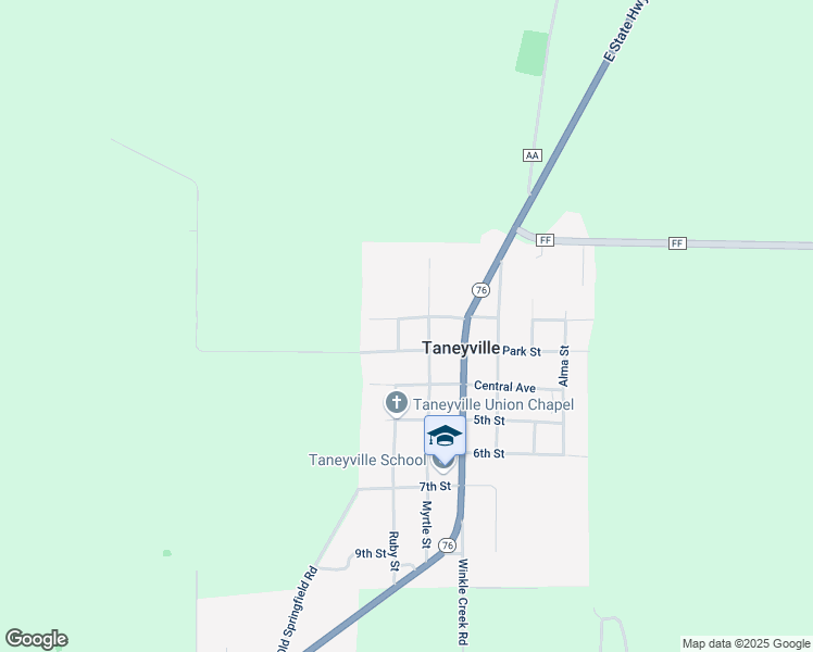 map of restaurants, bars, coffee shops, grocery stores, and more near 664 Ruby Street in Taneyville