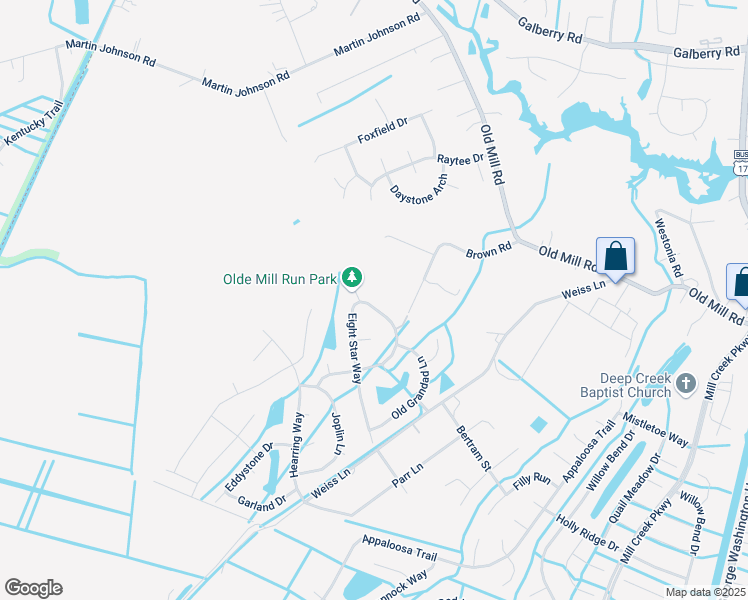 map of restaurants, bars, coffee shops, grocery stores, and more near 3344 8 Star Way in Chesapeake