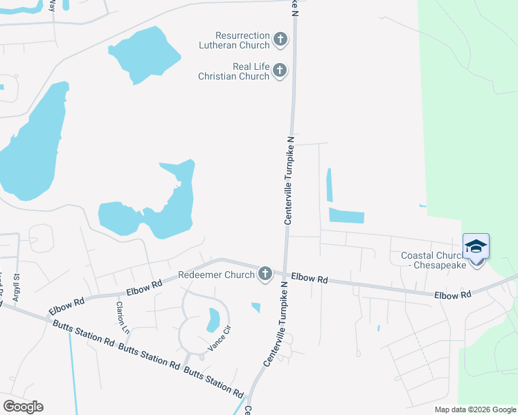 map of restaurants, bars, coffee shops, grocery stores, and more near 716 Centerville Turnpike North in Chesapeake