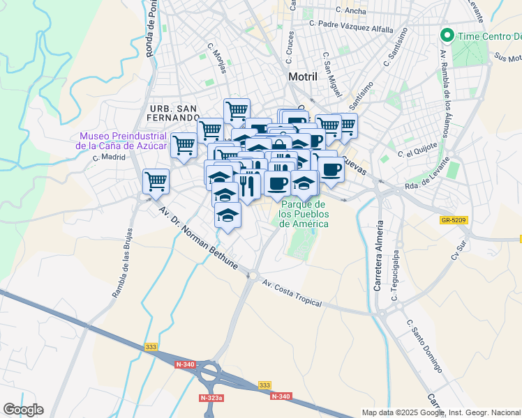 map of restaurants, bars, coffee shops, grocery stores, and more near 4 Calle Jacinto Benavente in Motril
