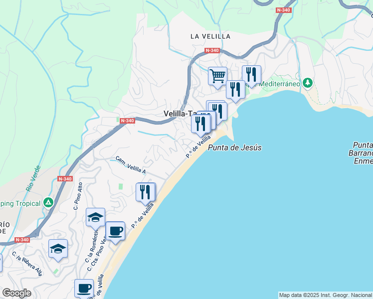 map of restaurants, bars, coffee shops, grocery stores, and more near 2 Calle Huerta Velilla in Almuñécar