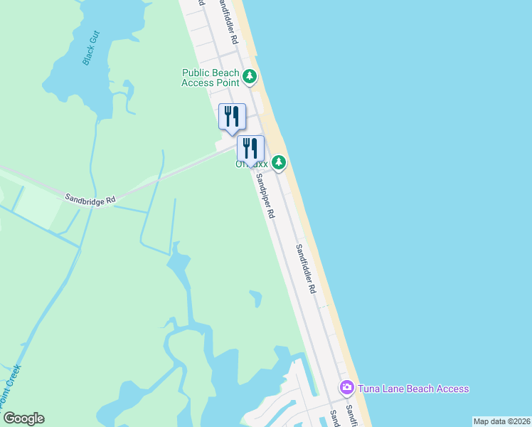 map of restaurants, bars, coffee shops, grocery stores, and more near 2585 Sandpiper Road in Virginia Beach
