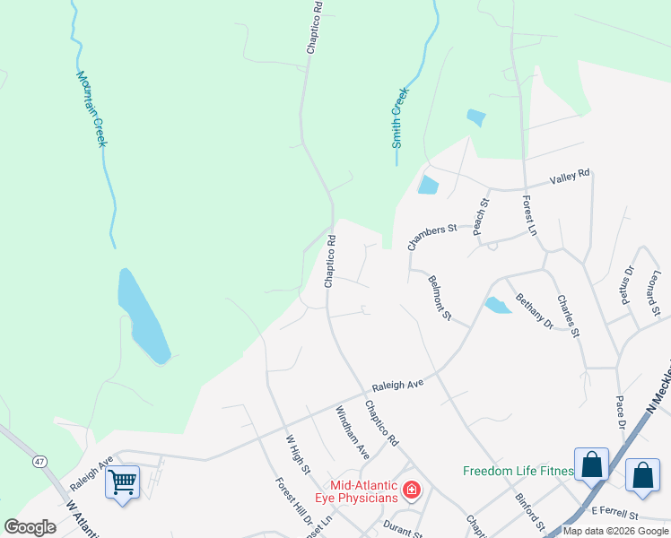 map of restaurants, bars, coffee shops, grocery stores, and more near 989 Chaptico Road in South Hill