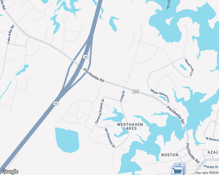 map of restaurants, bars, coffee shops, grocery stores, and more near 1233 Pitchkettle Road in Suffolk