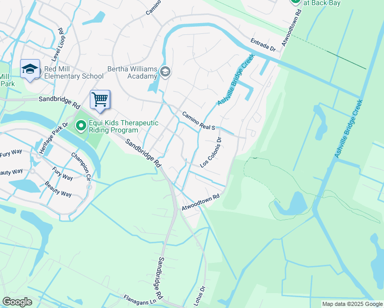 map of restaurants, bars, coffee shops, grocery stores, and more near 2509 La Mirage Court in Virginia Beach