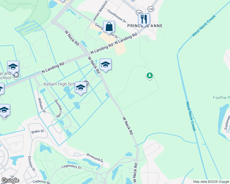 map of restaurants, bars, coffee shops, grocery stores, and more near 2700 West Neck Road in Virginia Beach