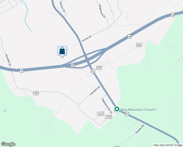 map of restaurants, bars, coffee shops, grocery stores, and more near South Main Street in Hillsville