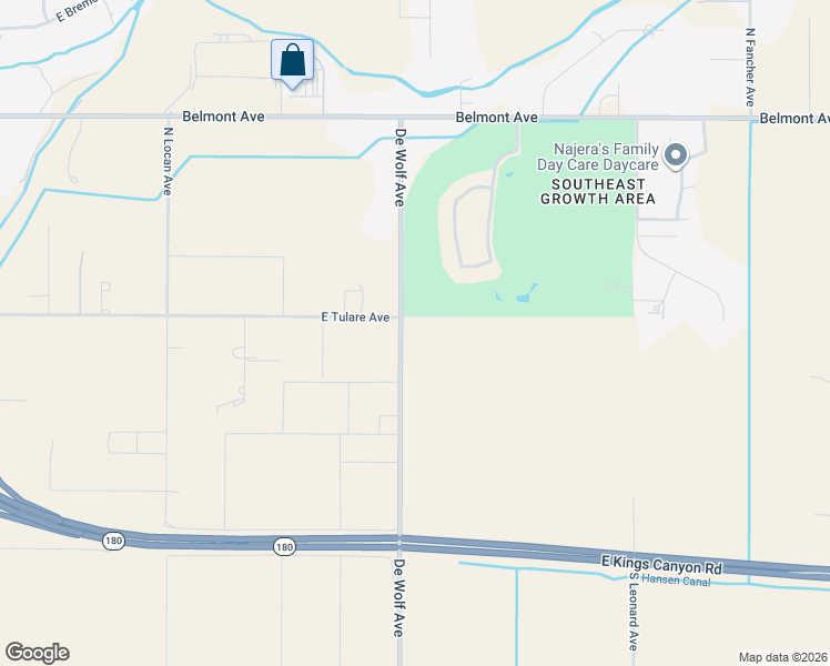 map of restaurants, bars, coffee shops, grocery stores, and more near 424 North De Wolf Avenue in Fresno