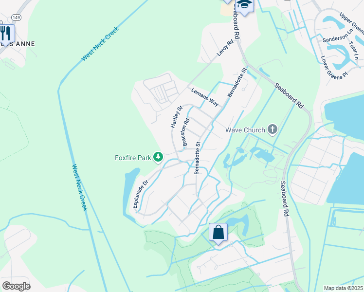 map of restaurants, bars, coffee shops, grocery stores, and more near 2707 Bracston Road in Virginia Beach