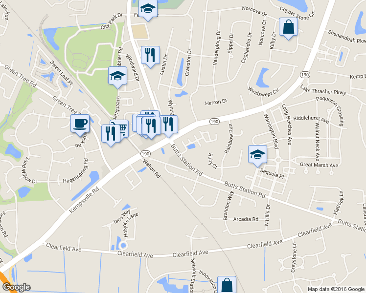 map of restaurants, bars, coffee shops, grocery stores, and more near 608 Station Square Court in Chesapeake