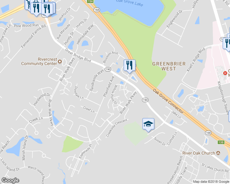 map of restaurants, bars, coffee shops, grocery stores, and more near 507 Plainfield Avenue in Chesapeake