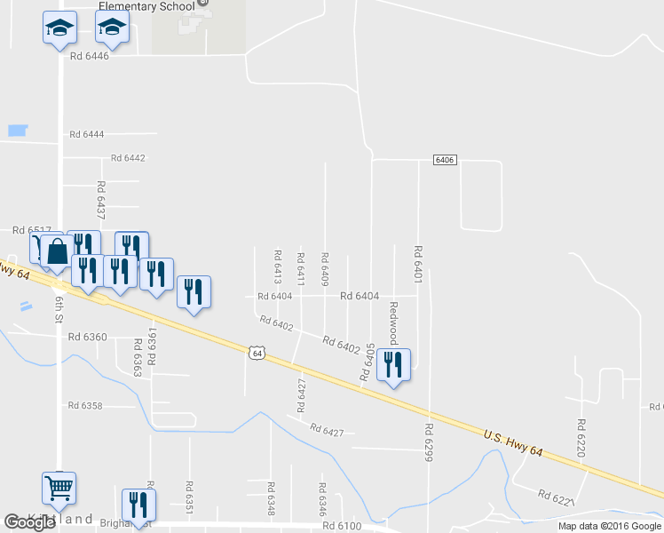 map of restaurants, bars, coffee shops, grocery stores, and more near 28 Road 6409 in Kirtland