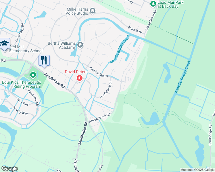 map of restaurants, bars, coffee shops, grocery stores, and more near 901 Rio Bravo Bend Road in Virginia Beach