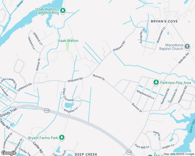 map of restaurants, bars, coffee shops, grocery stores, and more near 2049 Burson Drive in Chesapeake