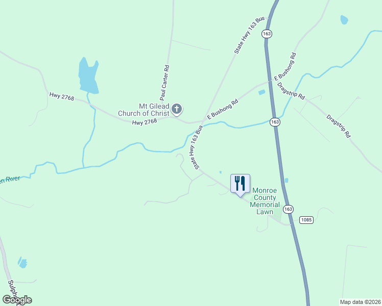 map of restaurants, bars, coffee shops, grocery stores, and more near 3269 State Highway 163 Bus in Tompkinsville