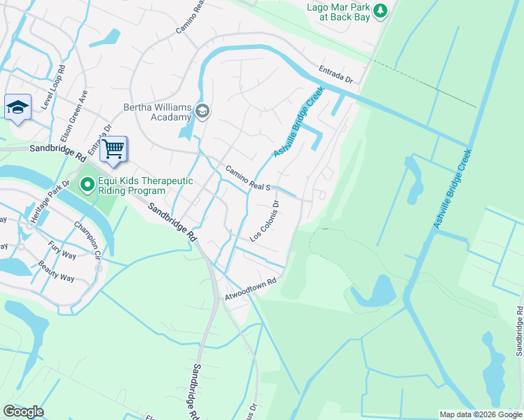 map of restaurants, bars, coffee shops, grocery stores, and more near 905 Rio Bravo Bend Road in Virginia Beach