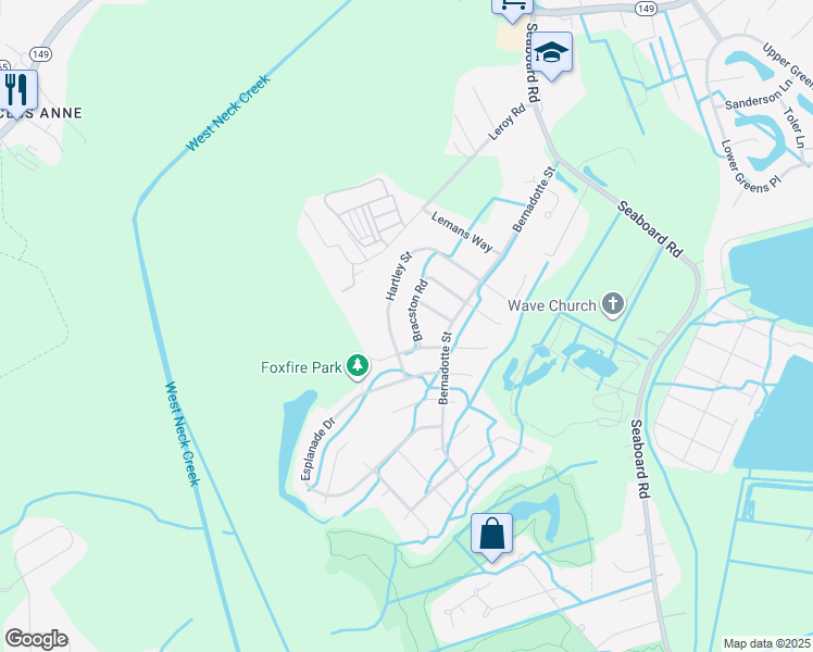 map of restaurants, bars, coffee shops, grocery stores, and more near 2648 Hartley Street in Virginia Beach