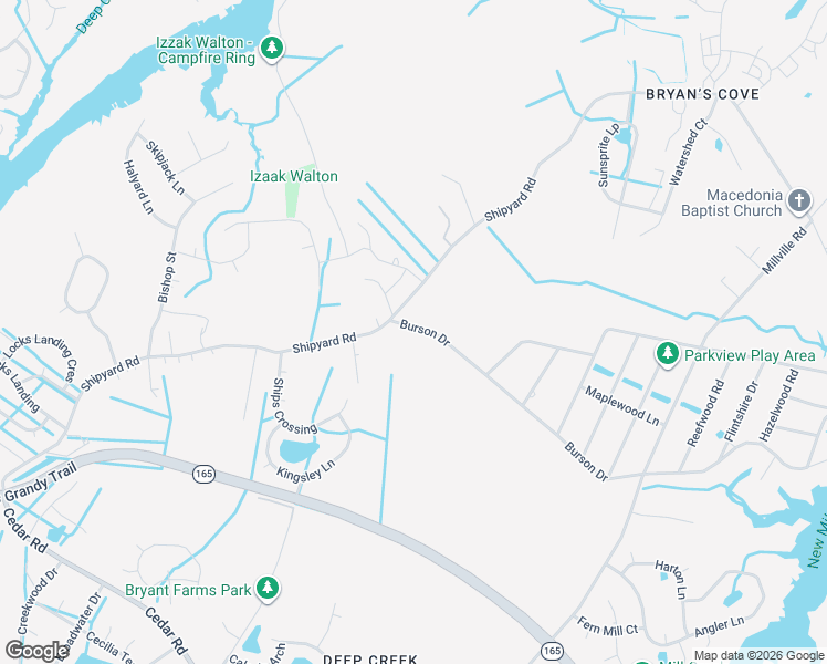 map of restaurants, bars, coffee shops, grocery stores, and more near 2049 Burson Drive in Chesapeake