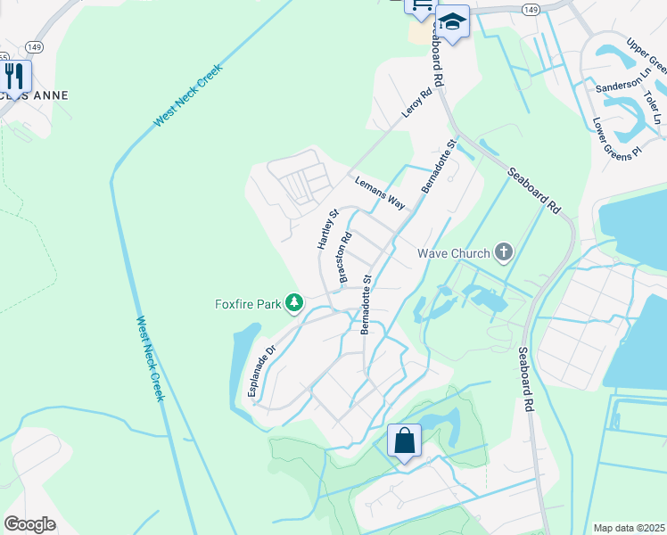 map of restaurants, bars, coffee shops, grocery stores, and more near 2694 Bracston Road in Virginia Beach