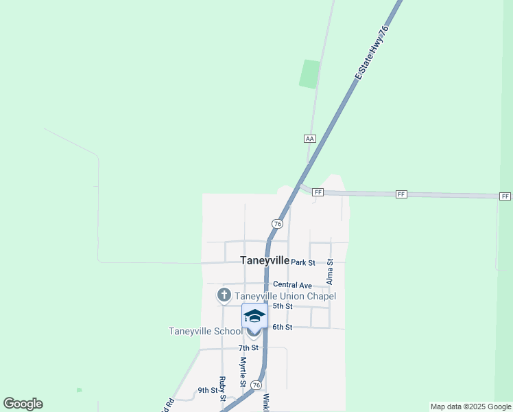 map of restaurants, bars, coffee shops, grocery stores, and more near 728 Myrtle Street in Taneyville