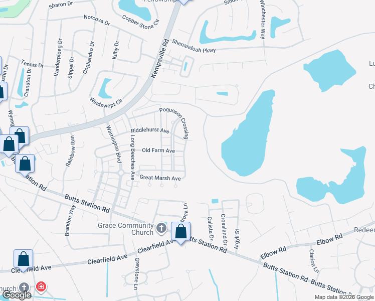 map of restaurants, bars, coffee shops, grocery stores, and more near 1017 Poquoson Crossing in Chesapeake