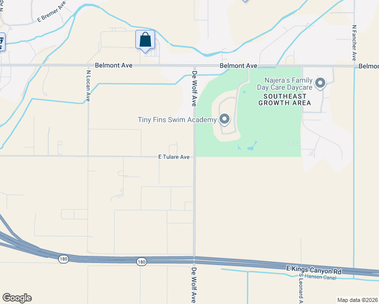 map of restaurants, bars, coffee shops, grocery stores, and more near 541 North De Wolf Avenue in Fresno