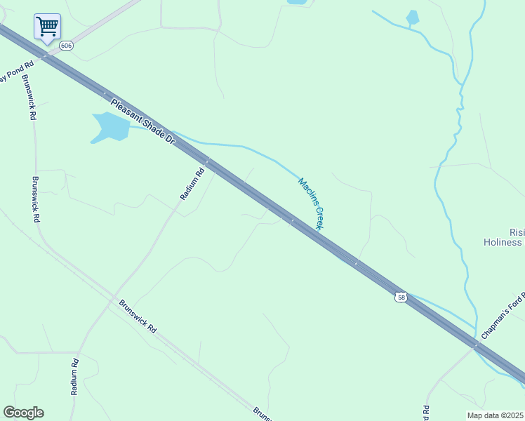 map of restaurants, bars, coffee shops, grocery stores, and more near 5030 Pleasant Shade Drive in Emporia