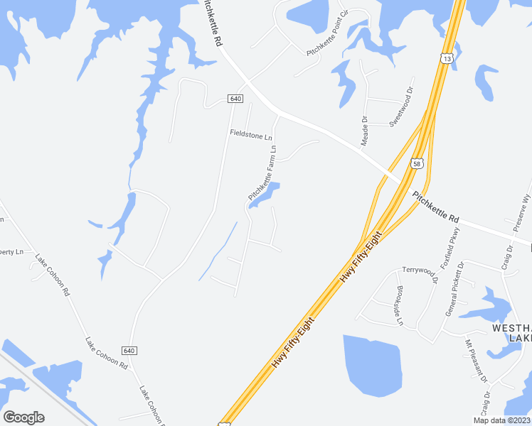 map of restaurants, bars, coffee shops, grocery stores, and more near 5109 Summer Garden Place in Suffolk