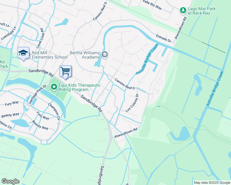 map of restaurants, bars, coffee shops, grocery stores, and more near 2508 Escorial Court in Virginia Beach