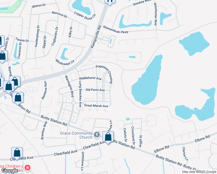 map of restaurants, bars, coffee shops, grocery stores, and more near 1004 Poquoson Crossing in Chesapeake