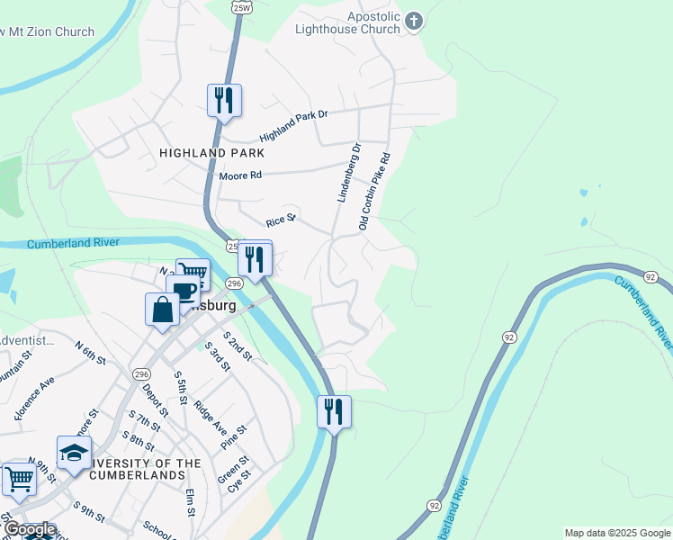 map of restaurants, bars, coffee shops, grocery stores, and more near 95 Sunset Trail in Williamsburg