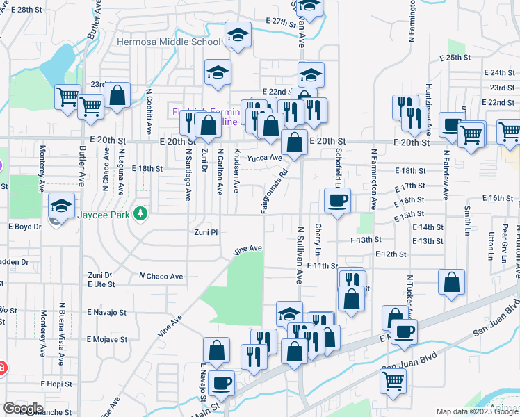 map of restaurants, bars, coffee shops, grocery stores, and more near 1603 Kenwood Circle in Farmington