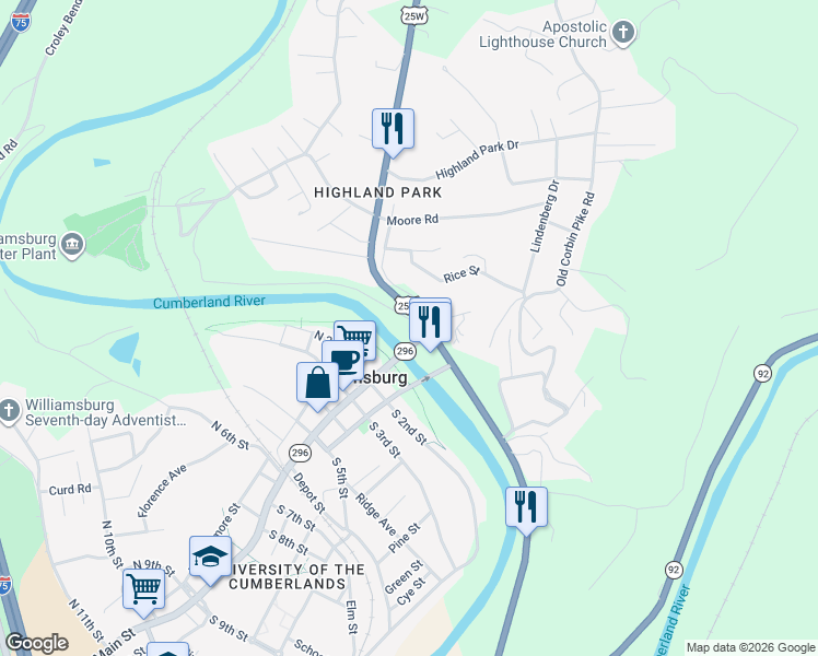 map of restaurants, bars, coffee shops, grocery stores, and more near 50 Mahan Street in Williamsburg