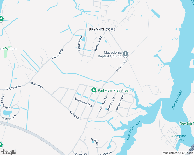 map of restaurants, bars, coffee shops, grocery stores, and more near 1876 Millville Road in Chesapeake