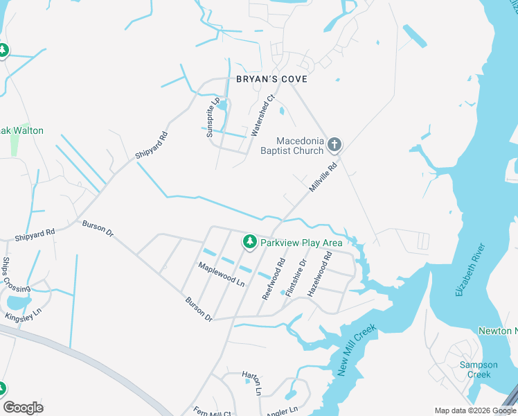 map of restaurants, bars, coffee shops, grocery stores, and more near 1876 Millville Road in Chesapeake