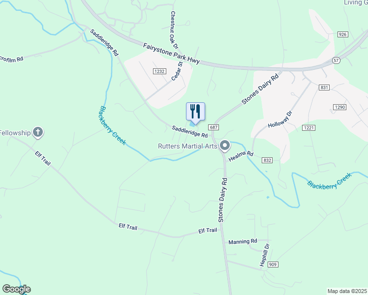 map of restaurants, bars, coffee shops, grocery stores, and more near 1 Warf Drive in Bassett