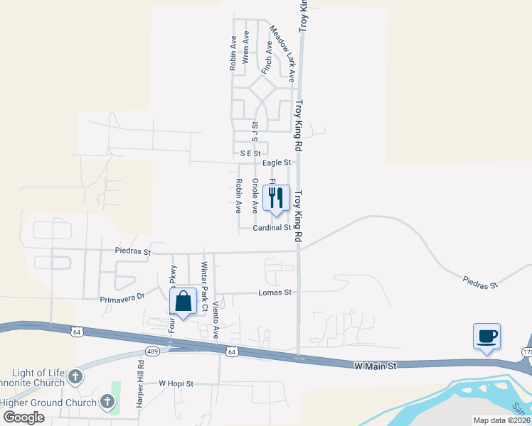 map of restaurants, bars, coffee shops, grocery stores, and more near 1504 Finch Avenue in Farmington