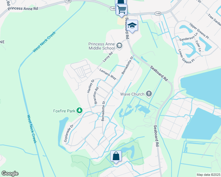 map of restaurants, bars, coffee shops, grocery stores, and more near in Virginia Beach