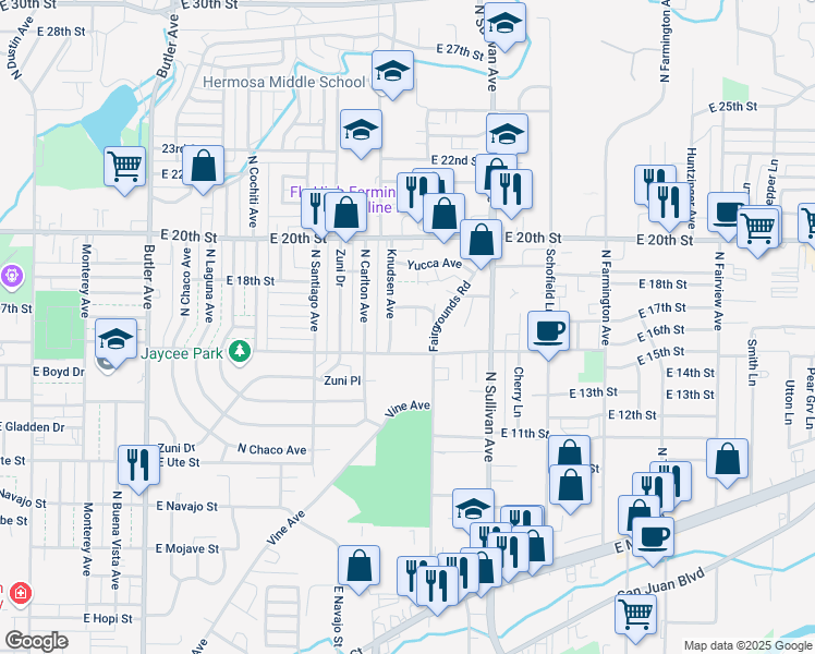 map of restaurants, bars, coffee shops, grocery stores, and more near 1603 Kenwood Circle in Farmington