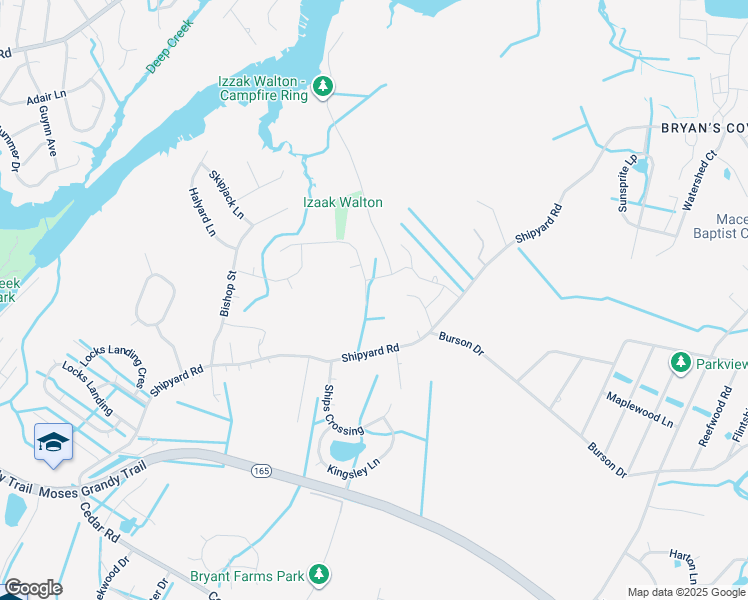 map of restaurants, bars, coffee shops, grocery stores, and more near 2107 Docking Post Drive in Chesapeake