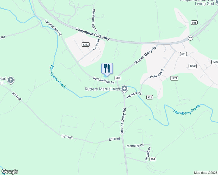 map of restaurants, bars, coffee shops, grocery stores, and more near 1-73 Warf Drive in Bassett