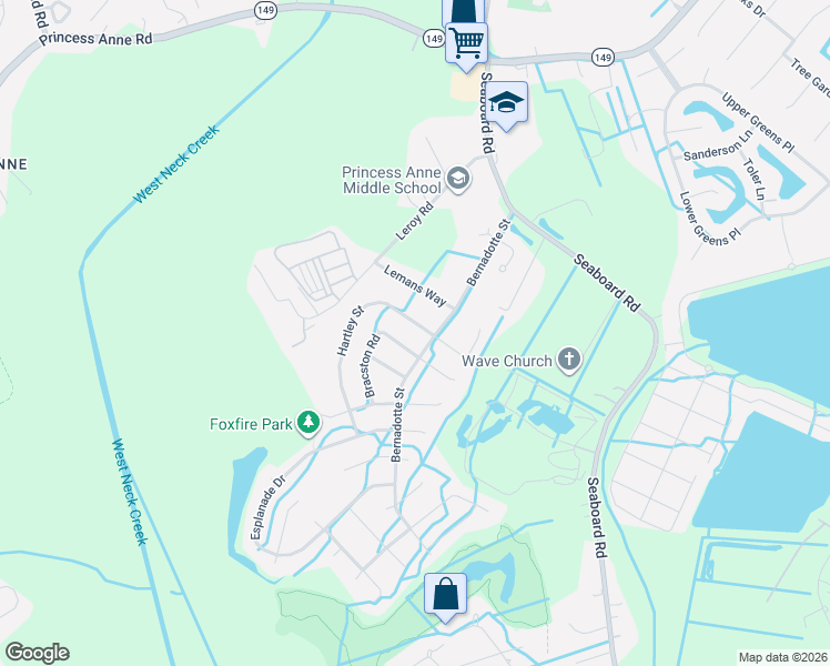 map of restaurants, bars, coffee shops, grocery stores, and more near in Virginia Beach