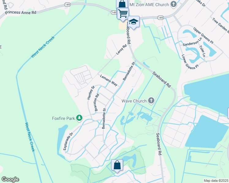 map of restaurants, bars, coffee shops, grocery stores, and more near in Virginia Beach
