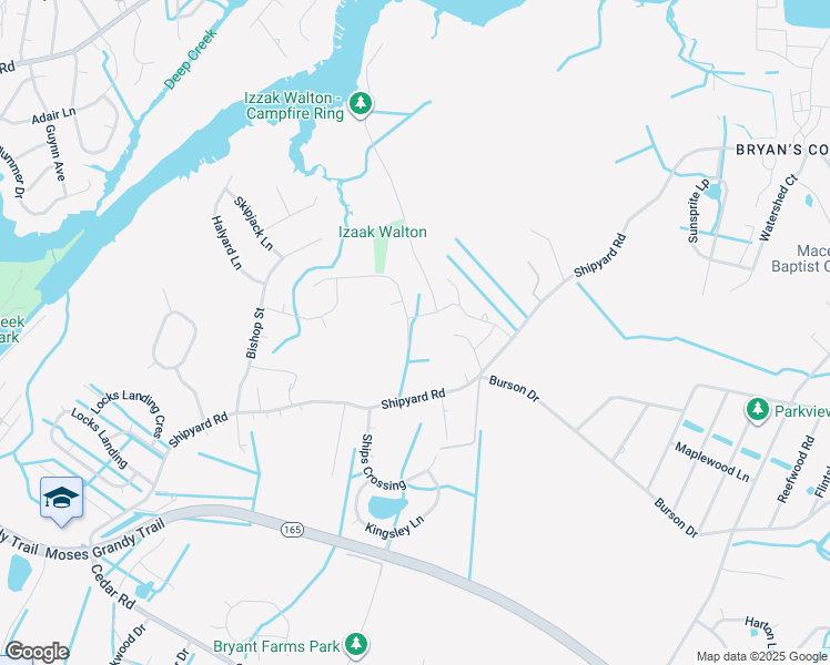map of restaurants, bars, coffee shops, grocery stores, and more near 2111 Docking Post Drive in Chesapeake