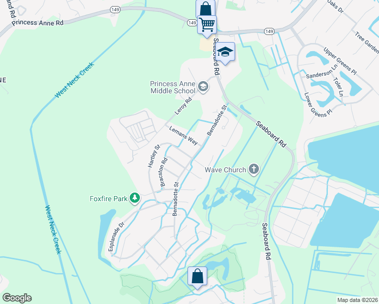 map of restaurants, bars, coffee shops, grocery stores, and more near in Virginia Beach