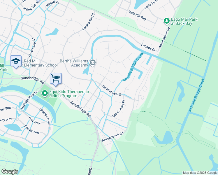 map of restaurants, bars, coffee shops, grocery stores, and more near 962 Camino Real South in Virginia Beach