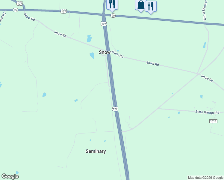 map of restaurants, bars, coffee shops, grocery stores, and more near U.S. 127 in Albany