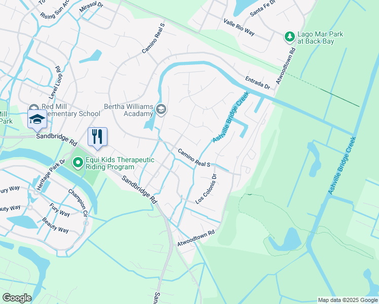 map of restaurants, bars, coffee shops, grocery stores, and more near 962 Camino Real South in Virginia Beach